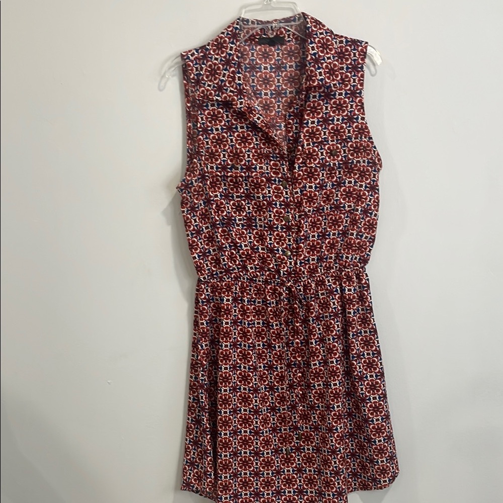 Red Sleeveless Sundress with Notched Collar